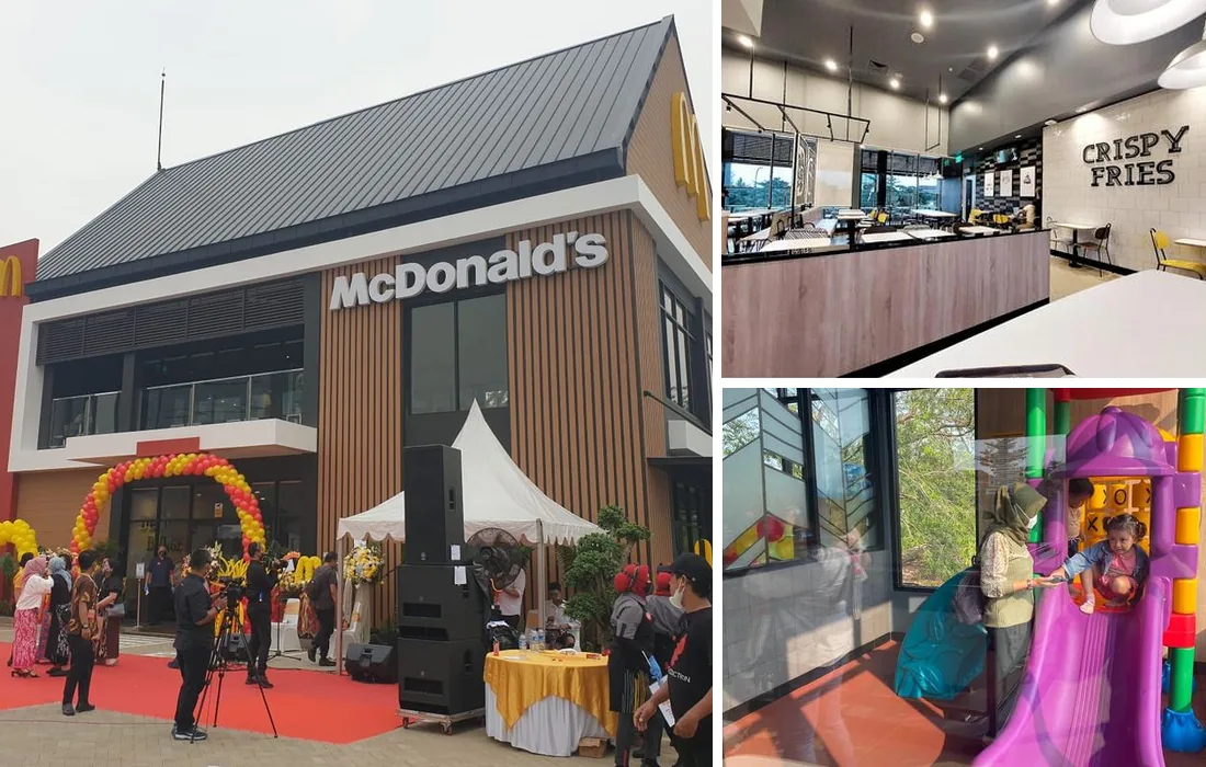 Kolase eksterior, interior, dan fasilitas McDonald's Ciputra International